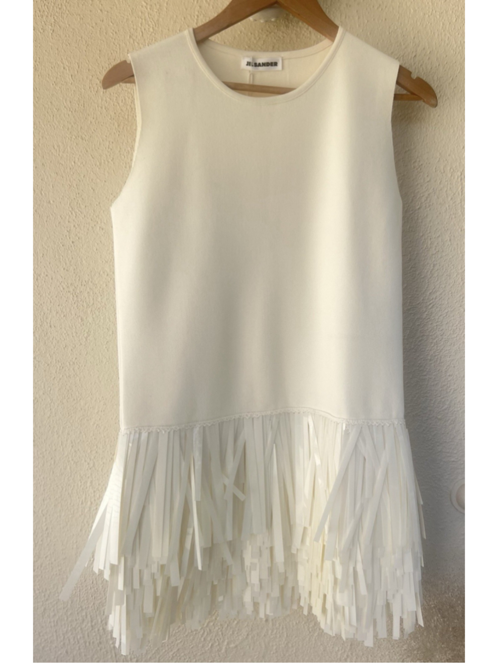 $7450 JIL SANDER Women's Fringe Knit Mini Dress In Cloud Size EU 36 US 6 Resort - Picture 3 of 8
